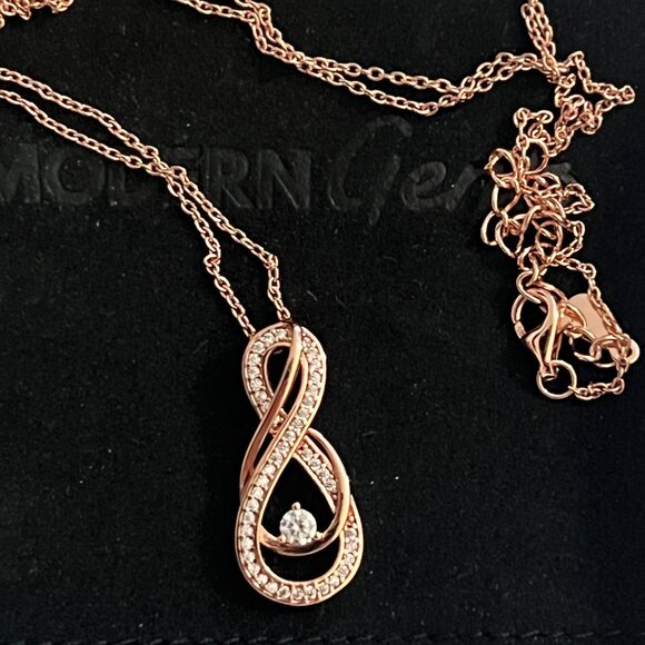 Modern Gents The Celine - 18K Rose GP Simulated Diamond Infinity Necklace